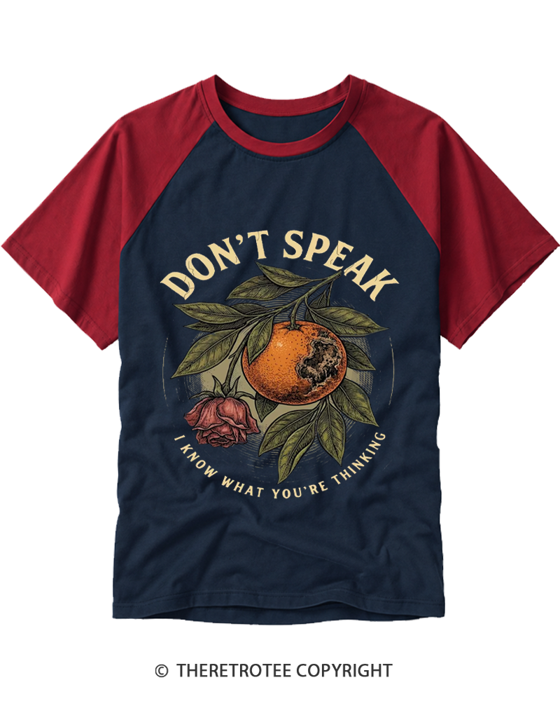 TheRetroTee Don't Speak 1990s Raglan Baseball T-Shirt