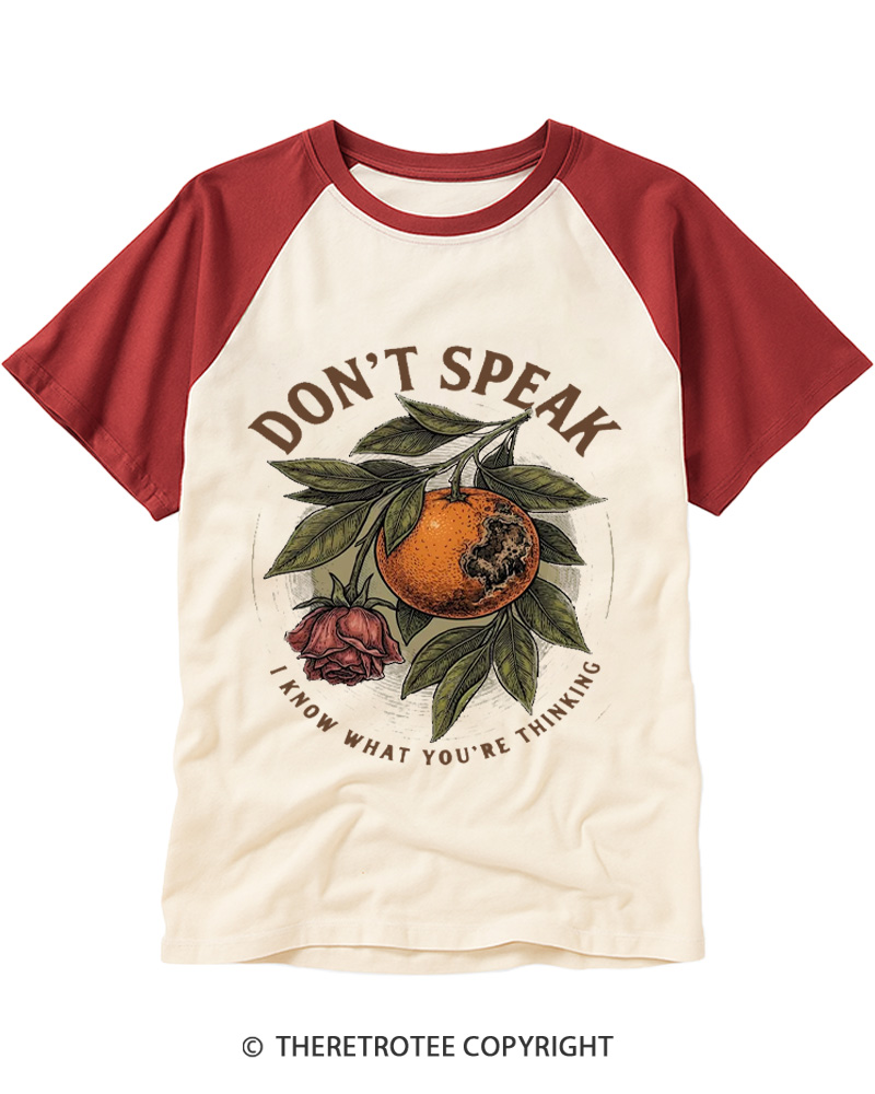 TheRetroTee Don't Speak 1990s Raglan Baseball T-Shirt