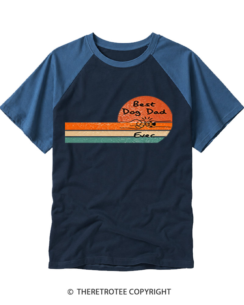 TheRetroTee Best Dog Dad Ever Raglan Baseball T-Shirt