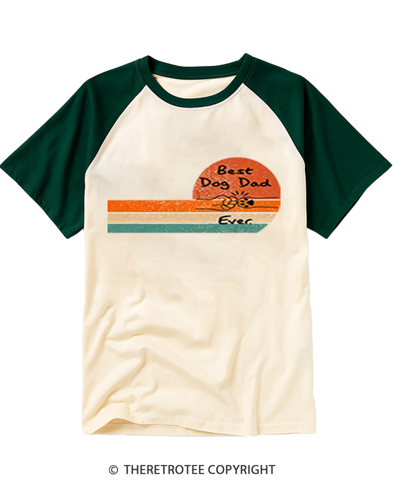 TheRetroTee Best Dog Dad Ever Raglan Baseball T-Shirt