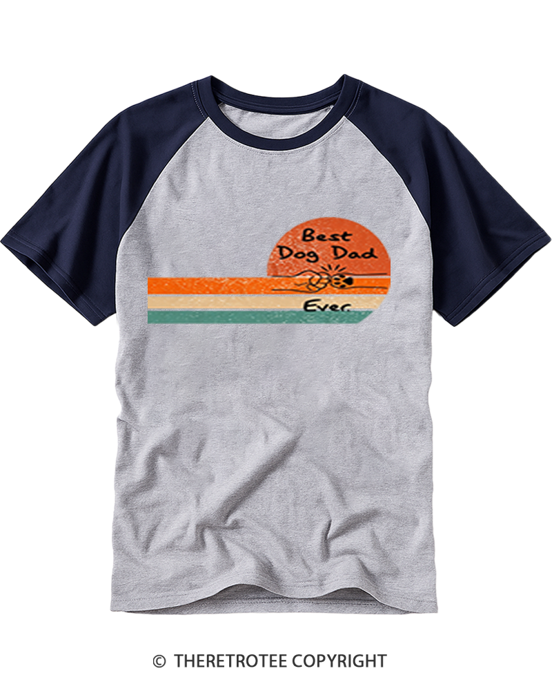 TheRetroTee Best Dog Dad Ever Raglan Baseball T-Shirt