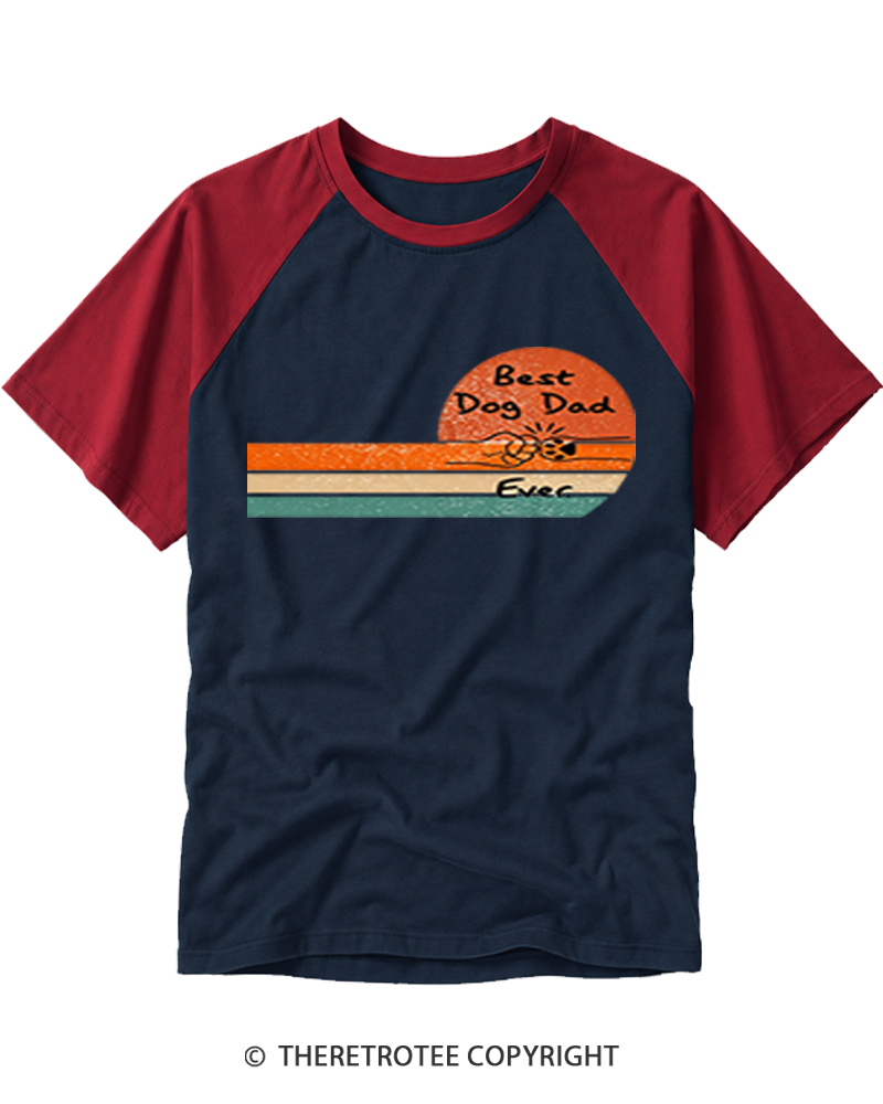 TheRetroTee Best Dog Dad Ever Raglan Baseball T-Shirt
