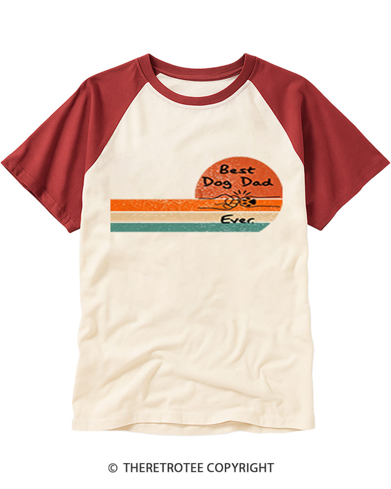 TheRetroTee Best Dog Dad Ever Raglan Baseball T-Shirt