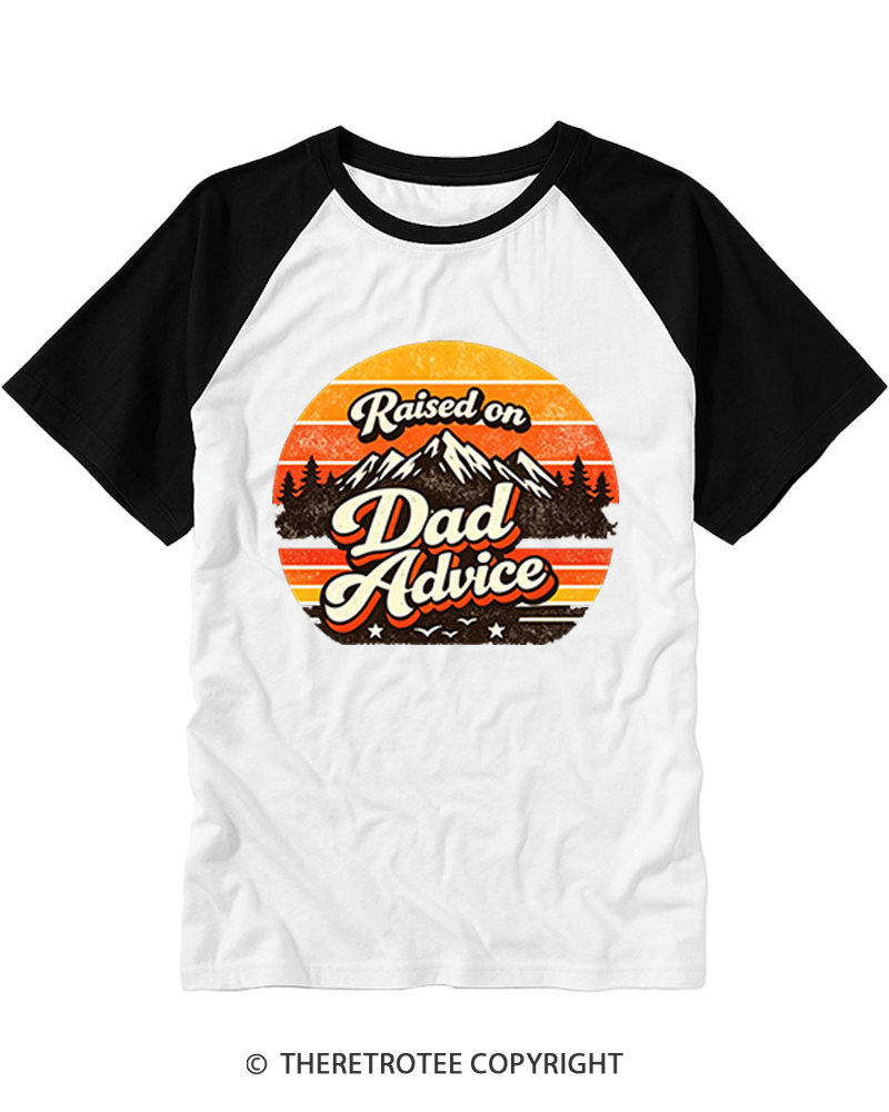 TheRetroTee Raised on Dad Advice Raglan Baseball T-Shirt