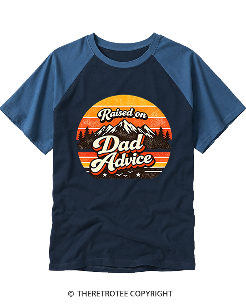 TheRetroTee Raised on Dad Advice Raglan Baseball T-Shirt