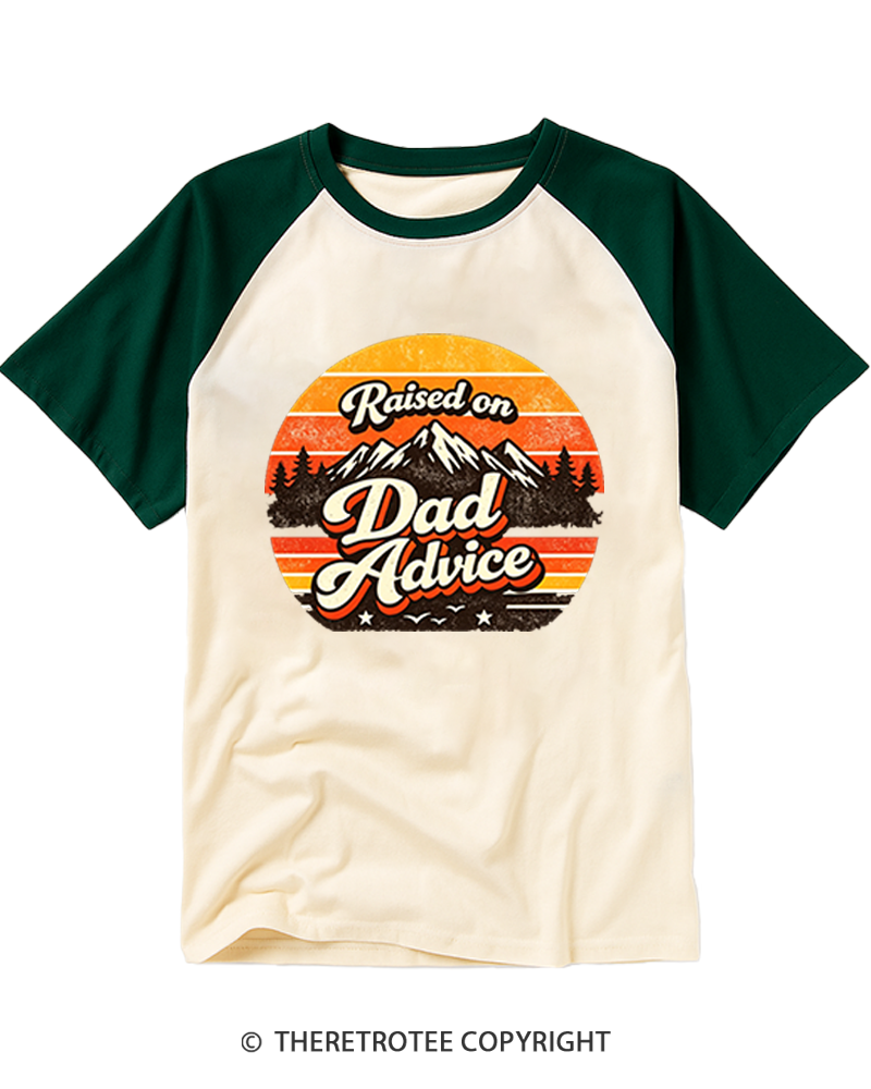 TheRetroTee Raised on Dad Advice Raglan Baseball T-Shirt