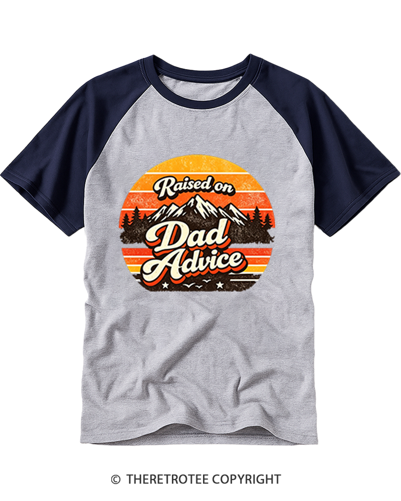 TheRetroTee Raised on Dad Advice Raglan Baseball T-Shirt