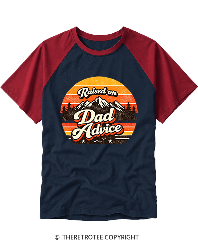 TheRetroTee Raised on Dad Advice Raglan Baseball T-Shirt