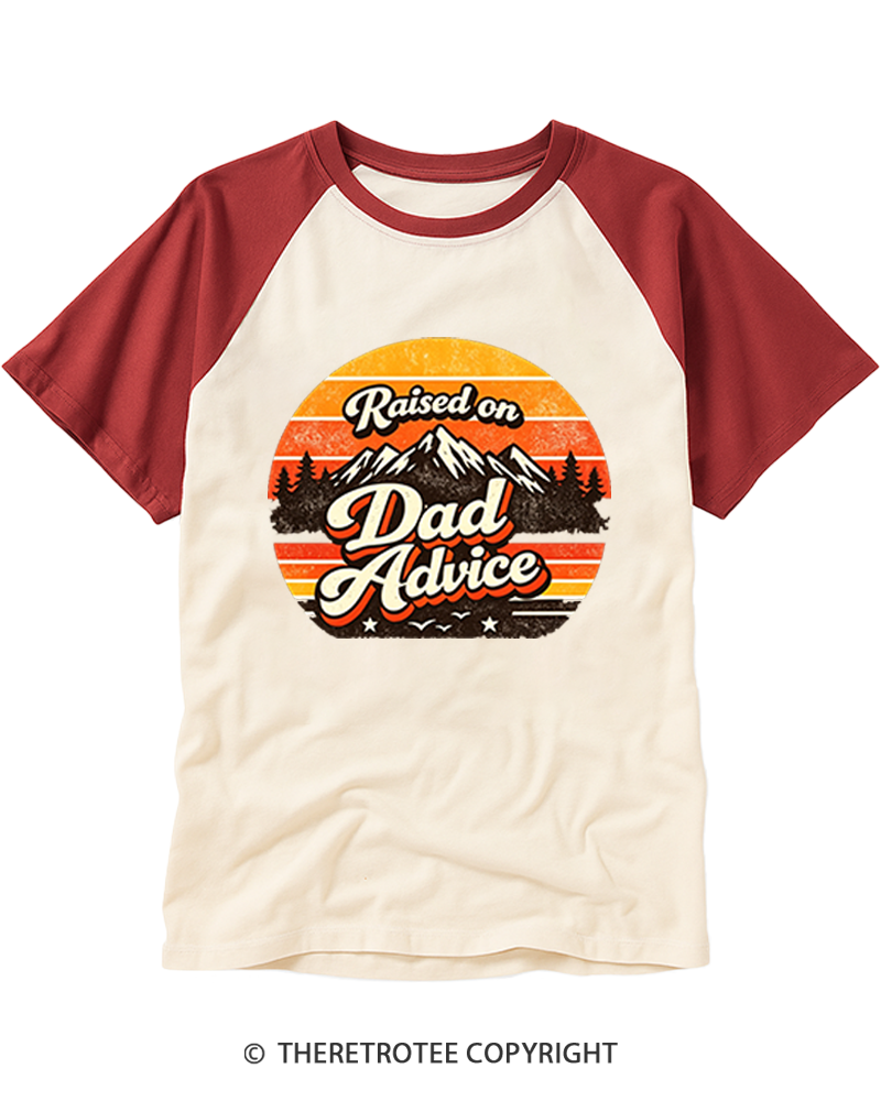 TheRetroTee Raised on Dad Advice Raglan Baseball T-Shirt