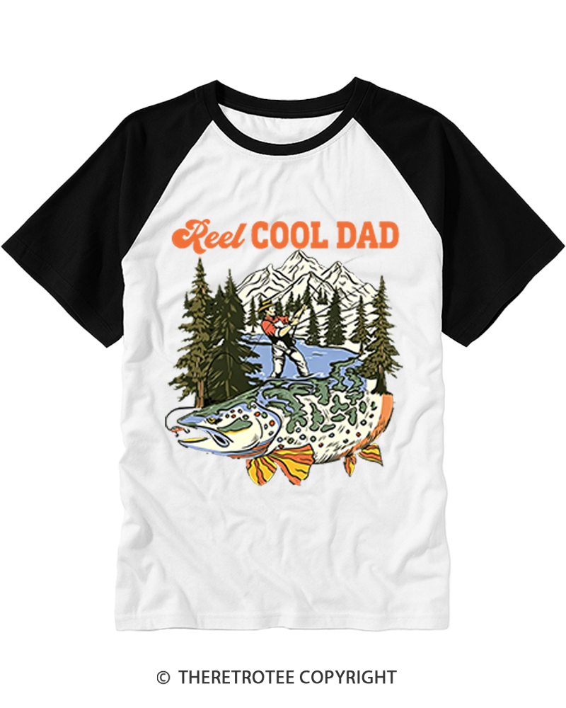 TheRetroTee Reel Cool Dad Raglan Baseball T-Shirt