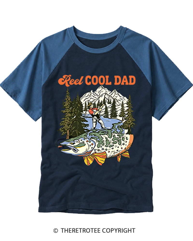 TheRetroTee Reel Cool Dad Raglan Baseball T-Shirt