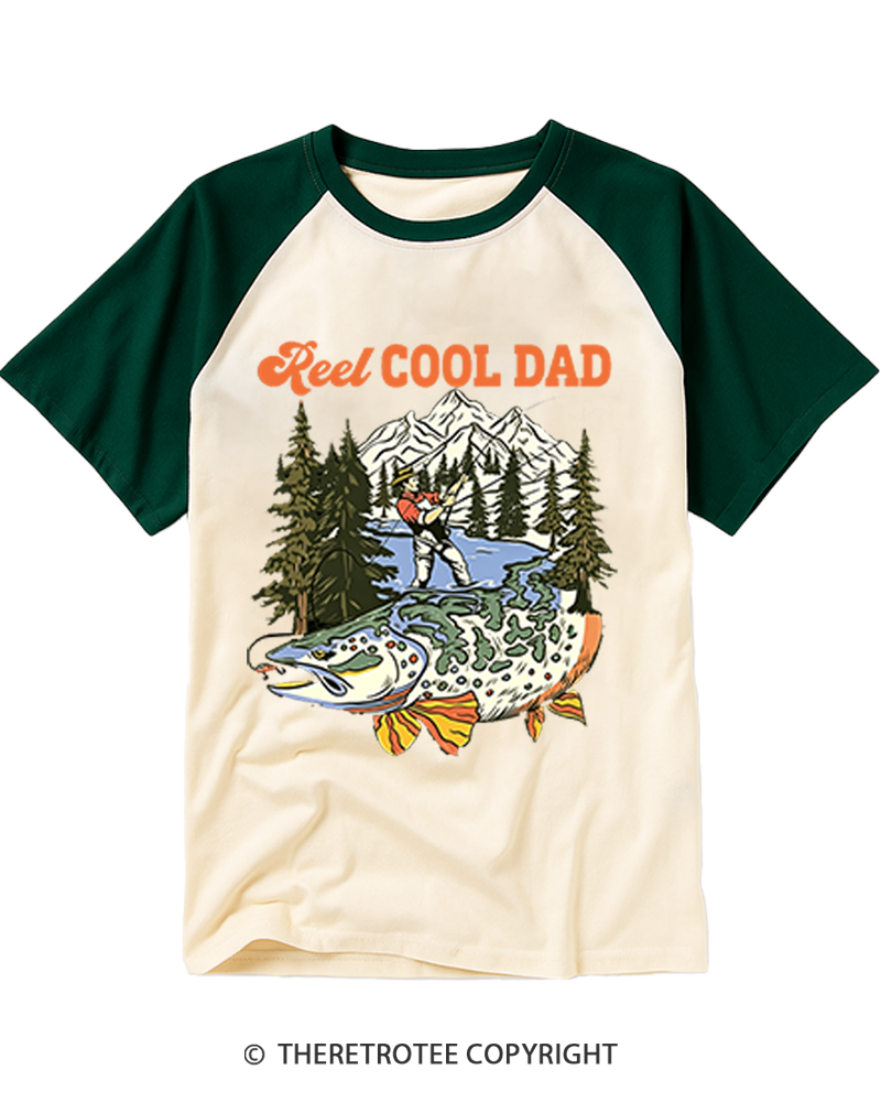 TheRetroTee Reel Cool Dad Raglan Baseball T-Shirt