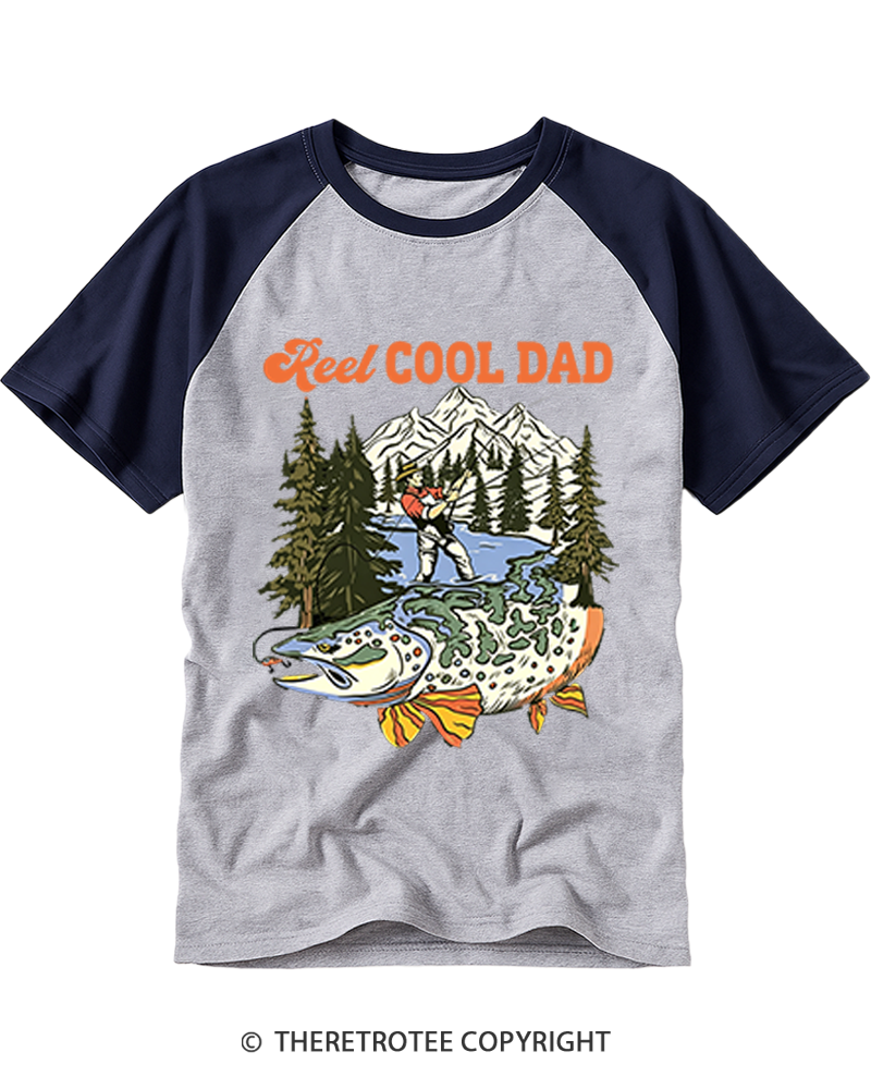 TheRetroTee Reel Cool Dad Raglan Baseball T-Shirt