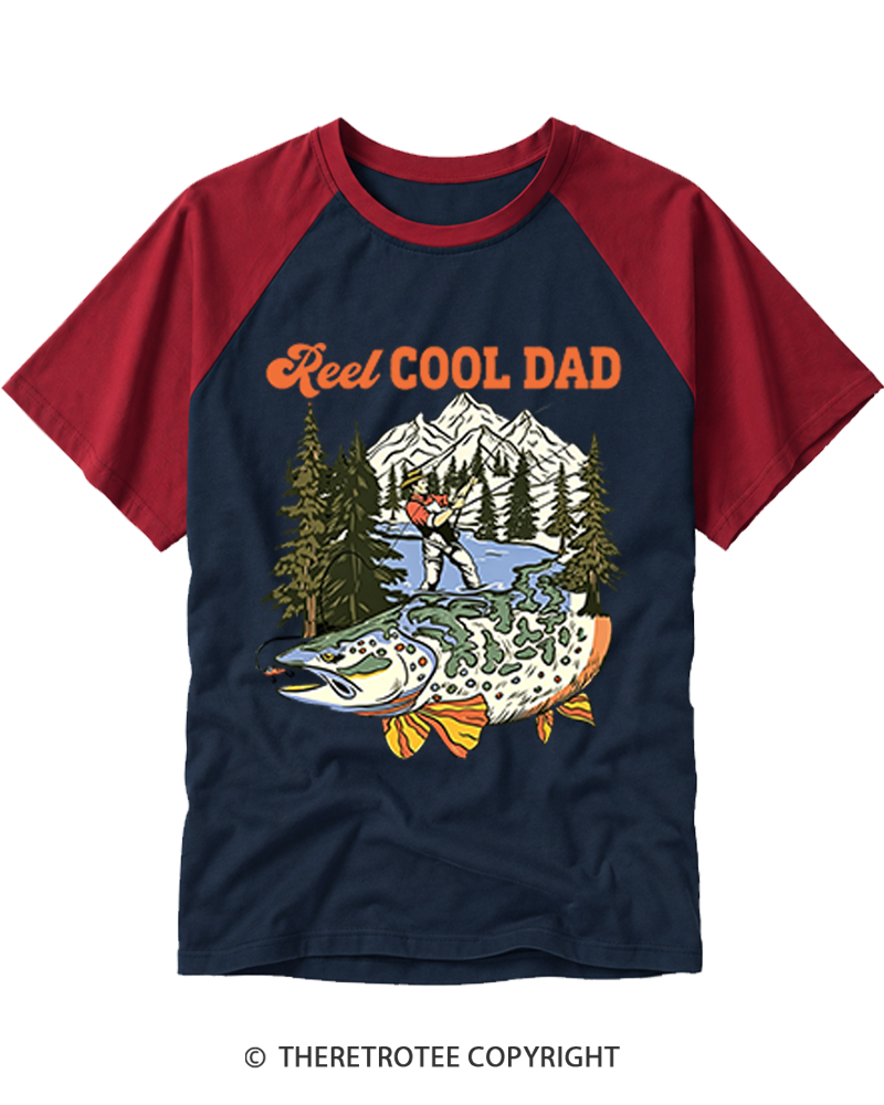 TheRetroTee Reel Cool Dad Raglan Baseball T-Shirt