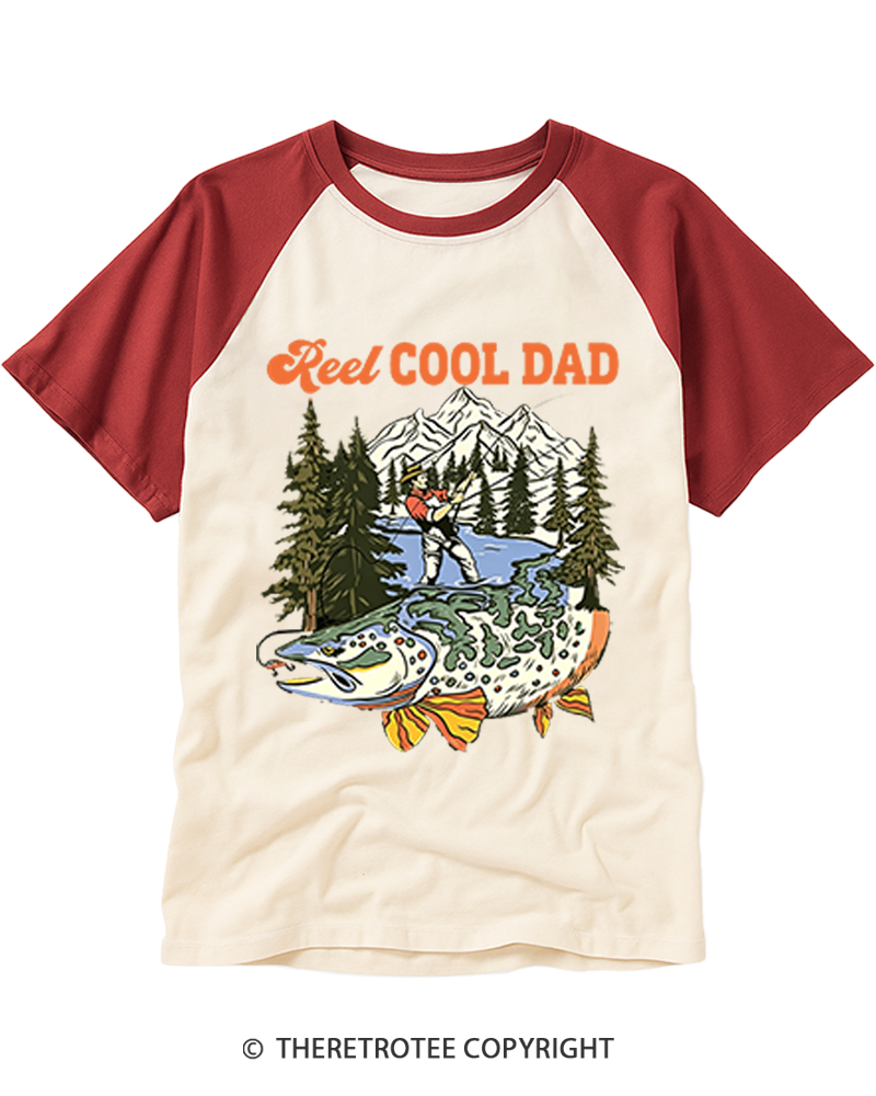TheRetroTee Reel Cool Dad Raglan Baseball T-Shirt