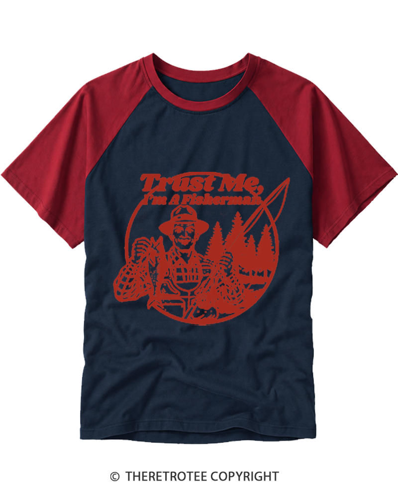 TheRetroTee Trust Me I'm A Fisherman Raglan Baseball T-Shirt