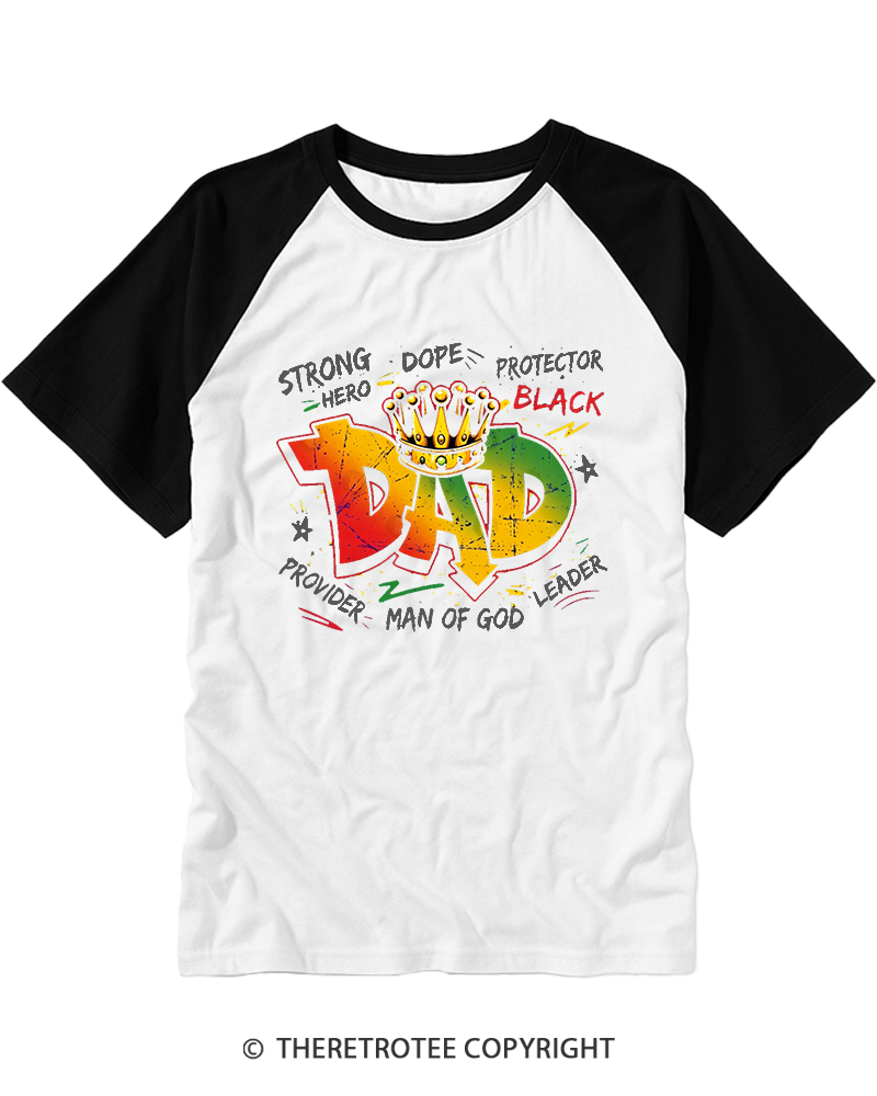 TheRetroTee Vintage Dope Black Dad Strong Hero Raglan Baseball T-Shirt