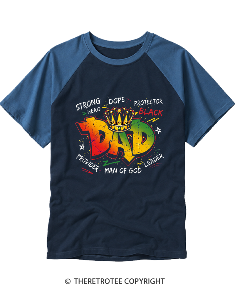 TheRetroTee Vintage Dope Black Dad Strong Hero Raglan Baseball T-Shirt