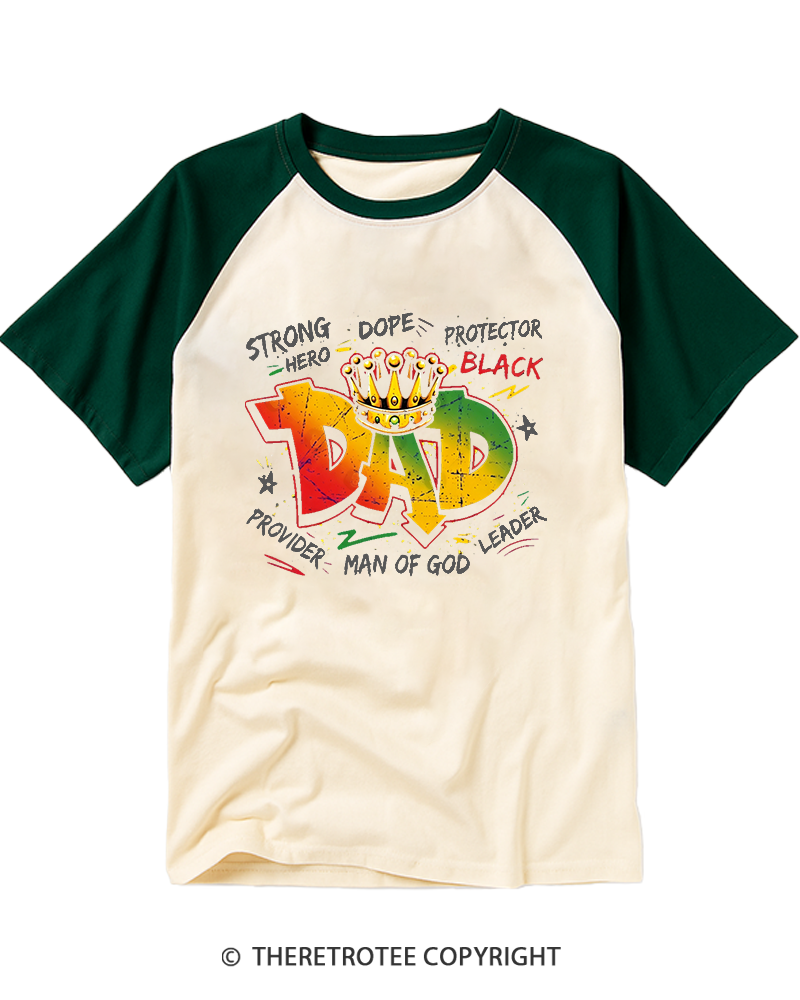 TheRetroTee Vintage Dope Black Dad Strong Hero Raglan Baseball T-Shirt