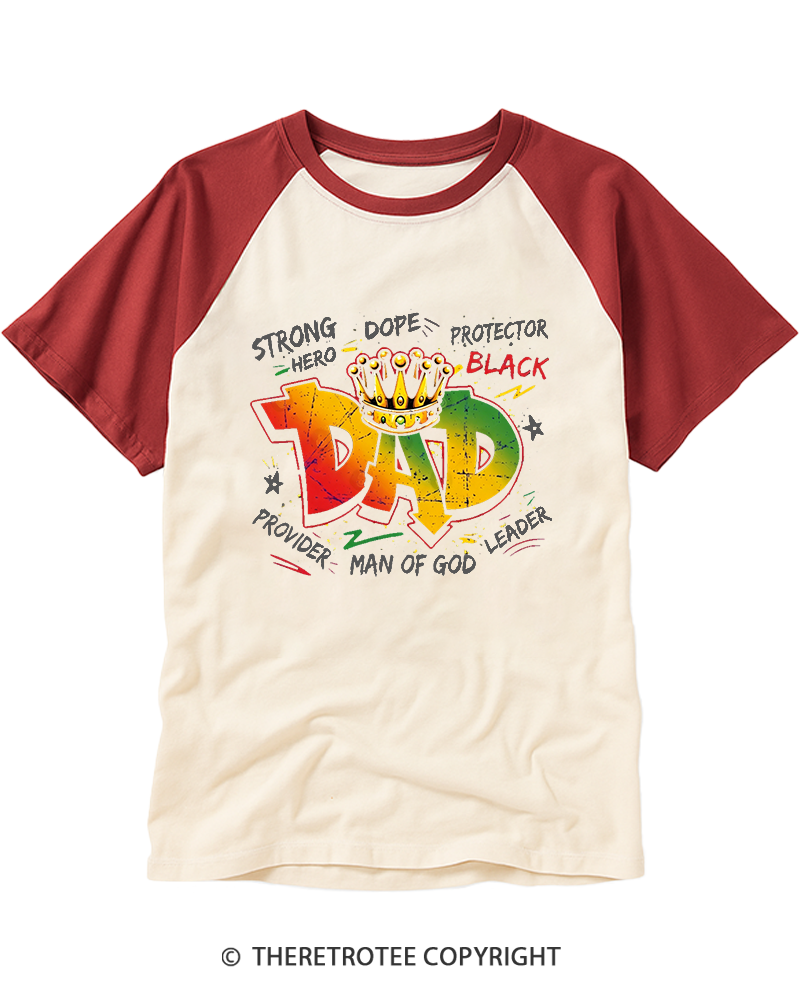 TheRetroTee Vintage Dope Black Dad Strong Hero Raglan Baseball T-Shirt