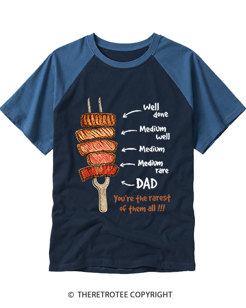 TheRetroTee You're The Rarest of Them All BBQ Grilling Dad Raglan Baseball T-Shirt