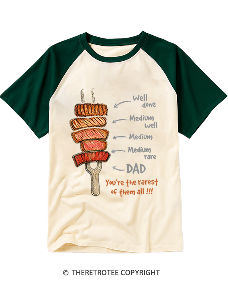 TheRetroTee You're The Rarest of Them All BBQ Grilling Dad Raglan Baseball T-Shirt