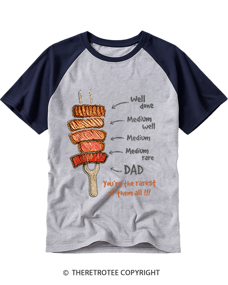 TheRetroTee You're The Rarest of Them All BBQ Grilling Dad Raglan Baseball T-Shirt