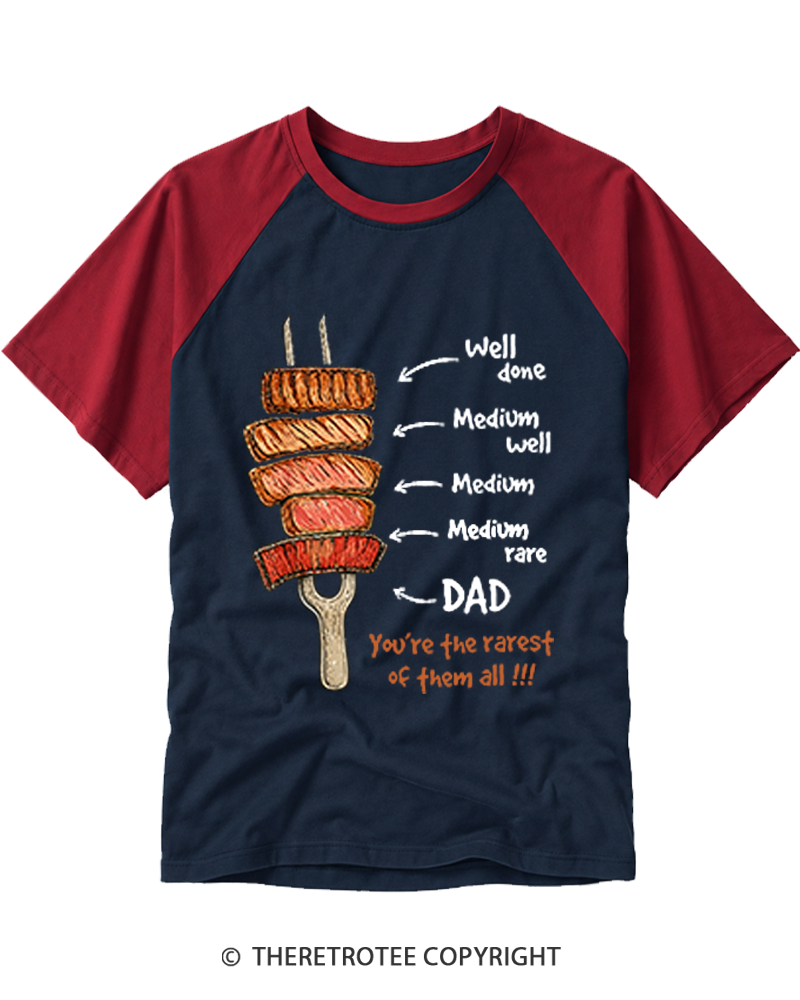 TheRetroTee You're The Rarest of Them All BBQ Grilling Dad Raglan Baseball T-Shirt