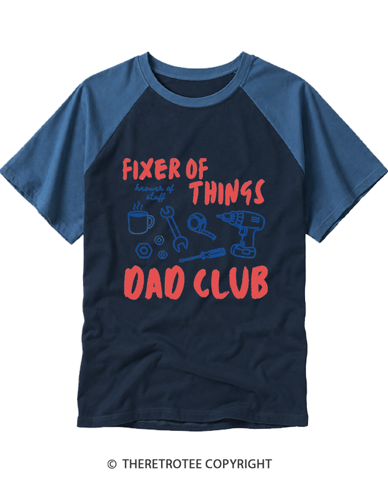 TheRetroTee Fixer of Things Dad Club Raglan Baseball T-Shirt