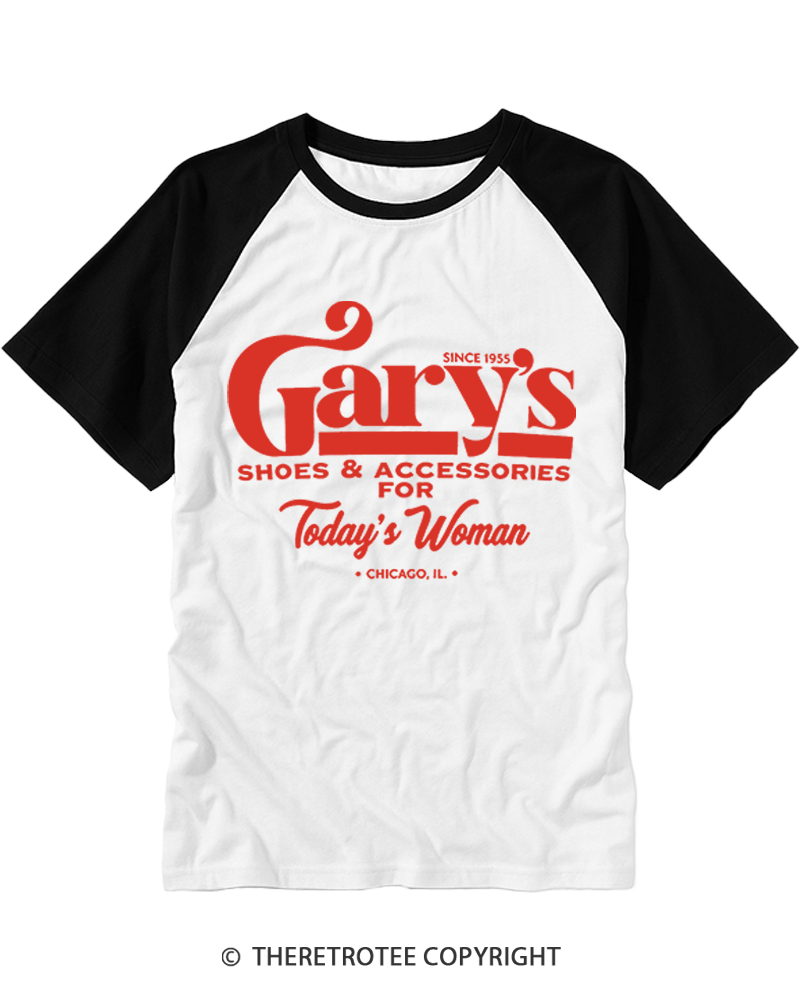 TheRetroTee Garys Shoes Accessories Raglan Baseball T-Shirt