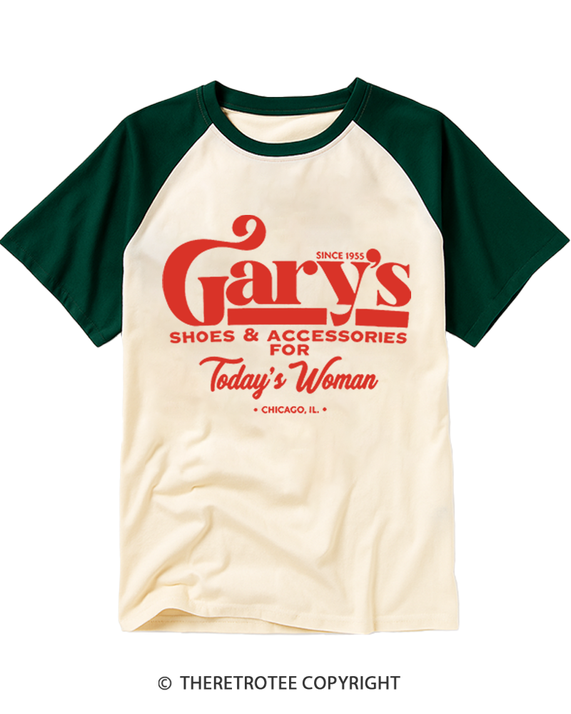 TheRetroTee Garys Shoes Accessories Raglan Baseball T-Shirt