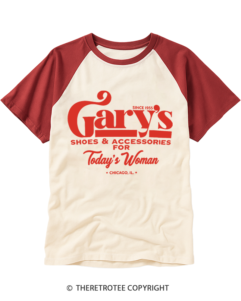 TheRetroTee Garys Shoes Accessories Raglan Baseball T-Shirt