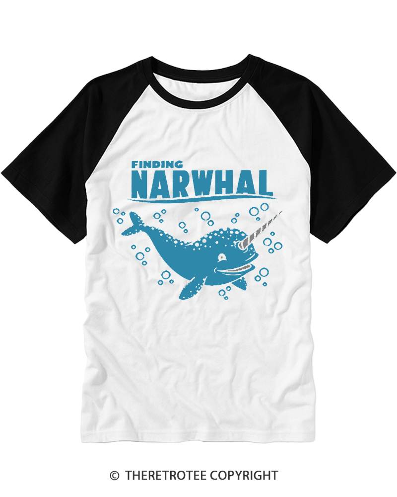 TheRetroTee Narwhal Ocean Raglan Baseball T-Shirt