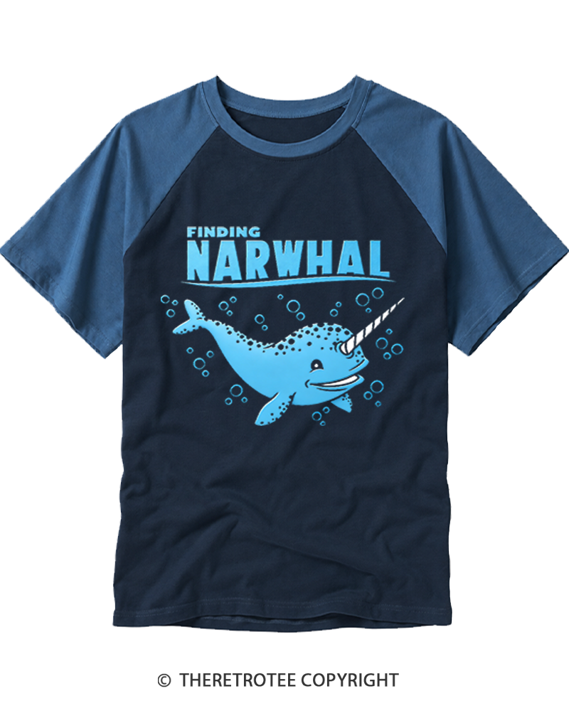 TheRetroTee Narwhal Ocean Raglan Baseball T-Shirt