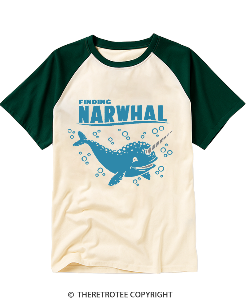TheRetroTee Narwhal Ocean Raglan Baseball T-Shirt