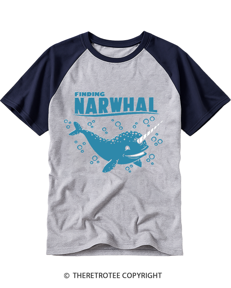 TheRetroTee Narwhal Ocean Raglan Baseball T-Shirt