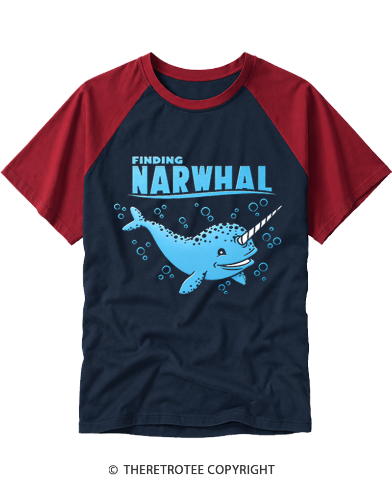 TheRetroTee Narwhal Ocean Raglan Baseball T-Shirt