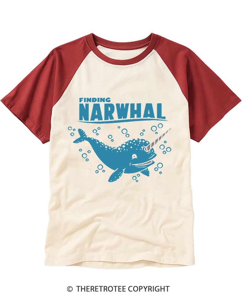 TheRetroTee Narwhal Ocean Raglan Baseball T-Shirt