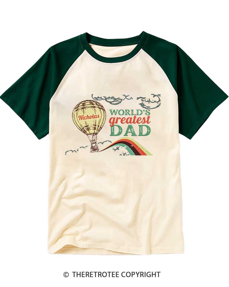 TheRetroTee Personalized Greatest Dad Raglan Baseball T-Shirt