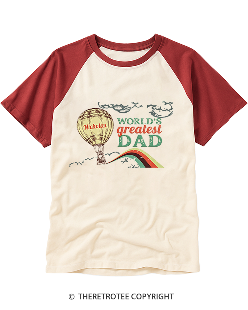 TheRetroTee Personalized Greatest Dad Raglan Baseball T-Shirt