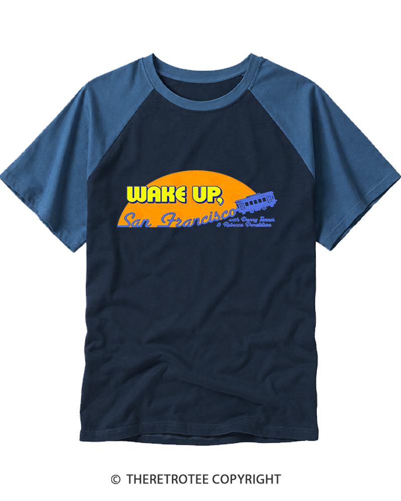 TheRetroTee Wake Up San Francisco Morning Show Raglan Baseball T-Shirt
