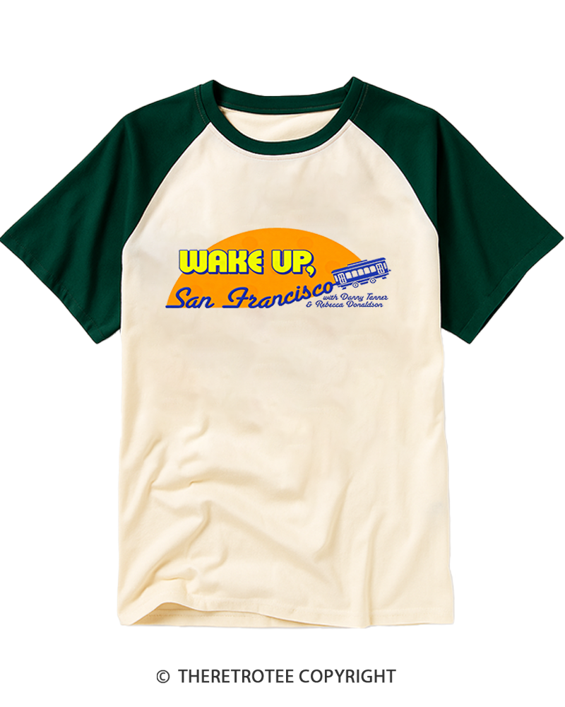 TheRetroTee Wake Up San Francisco Morning Show Raglan Baseball T-Shirt