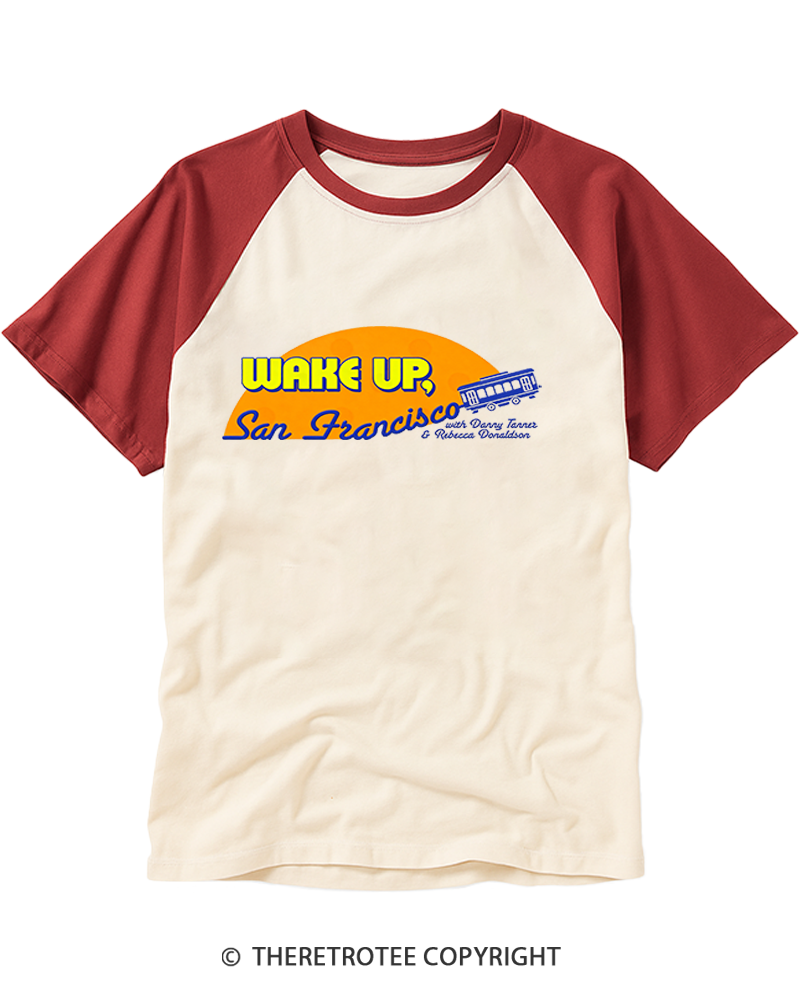 TheRetroTee Wake Up San Francisco Morning Show Raglan Baseball T-Shirt