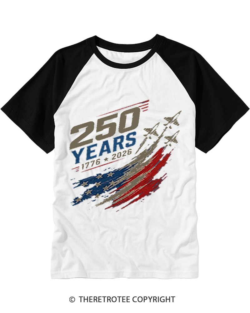 TheRetroTee 250 Years 1776 Raglan Baseball T-Shirt