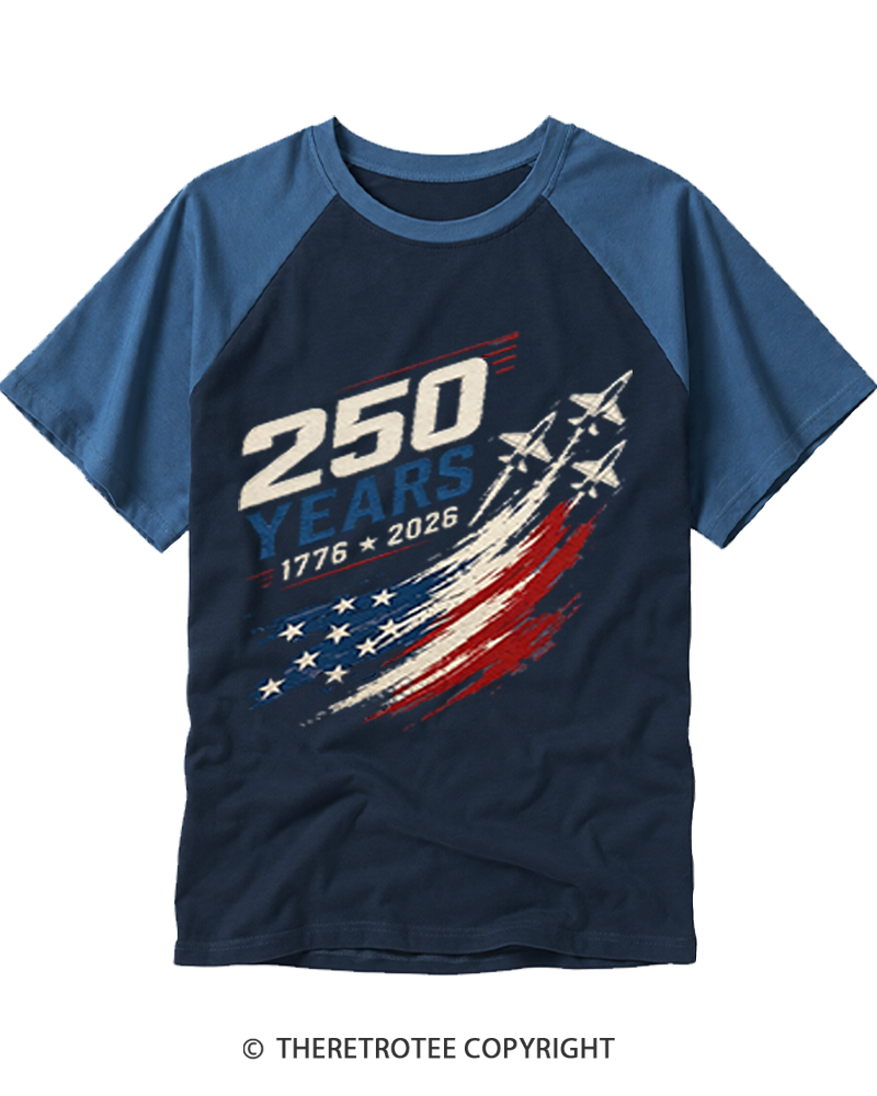 TheRetroTee 250 Years 1776 Raglan Baseball T-Shirt