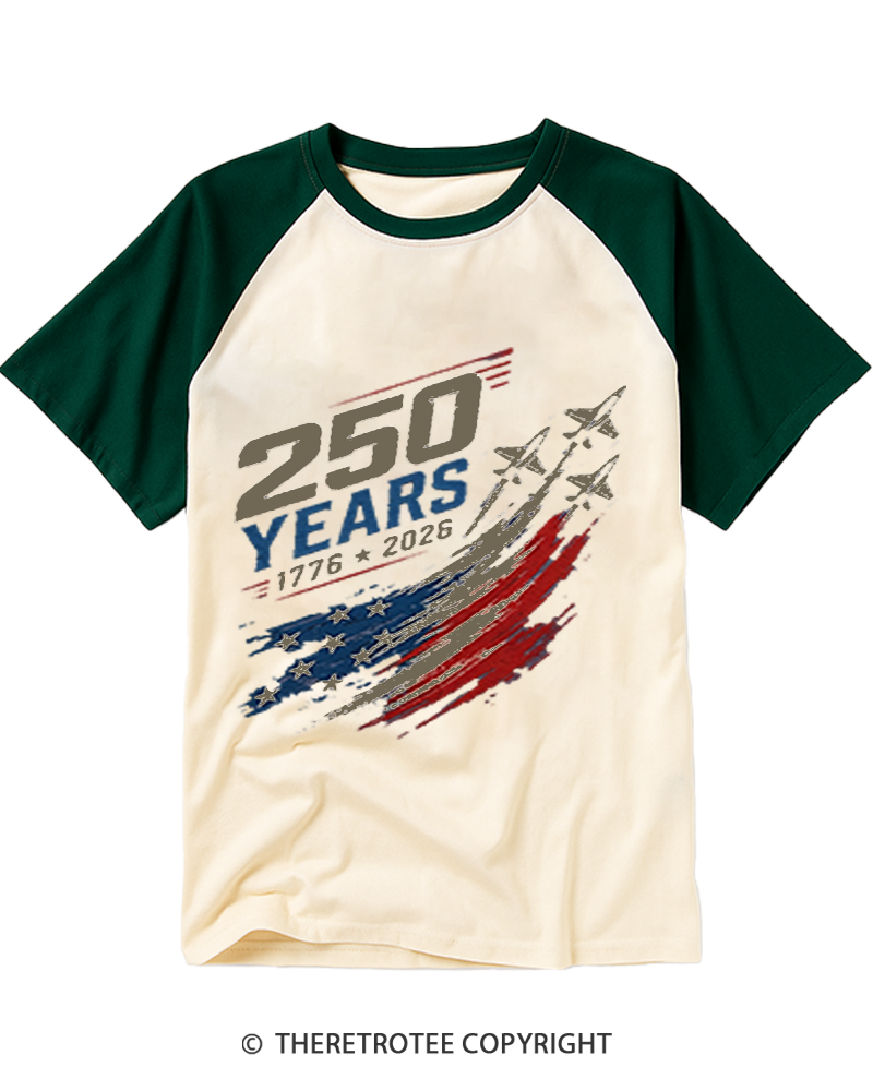 TheRetroTee 250 Years 1776 Raglan Baseball T-Shirt