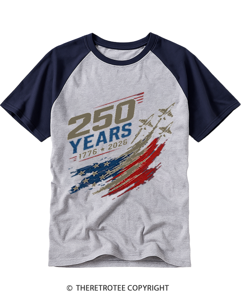 TheRetroTee 250 Years 1776 Raglan Baseball T-Shirt