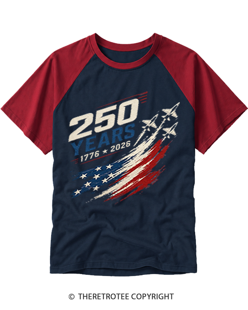 TheRetroTee 250 Years 1776 Raglan Baseball T-Shirt