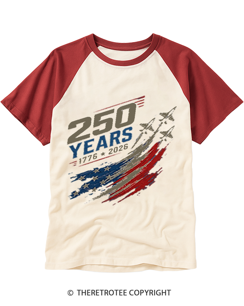 TheRetroTee 250 Years 1776 Raglan Baseball T-Shirt