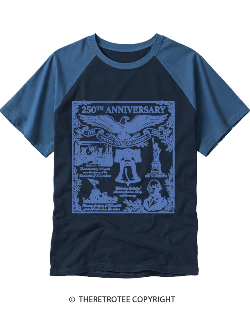 TheRetroTee America 250th Anniversary Raglan Baseball T-Shirt